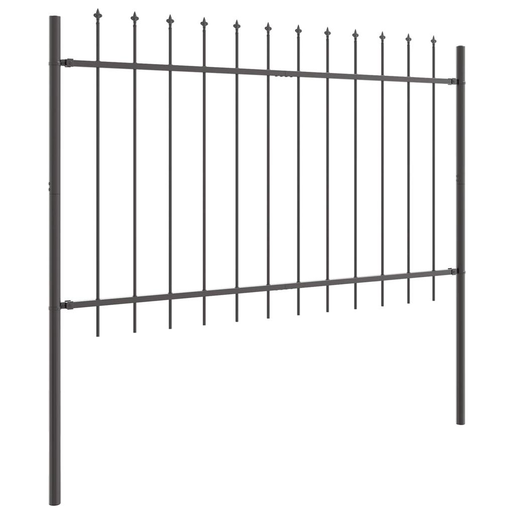 Garden Fence Panel 2 Pcs Gray 3.4 X 0.8 M Powder Coated Steel