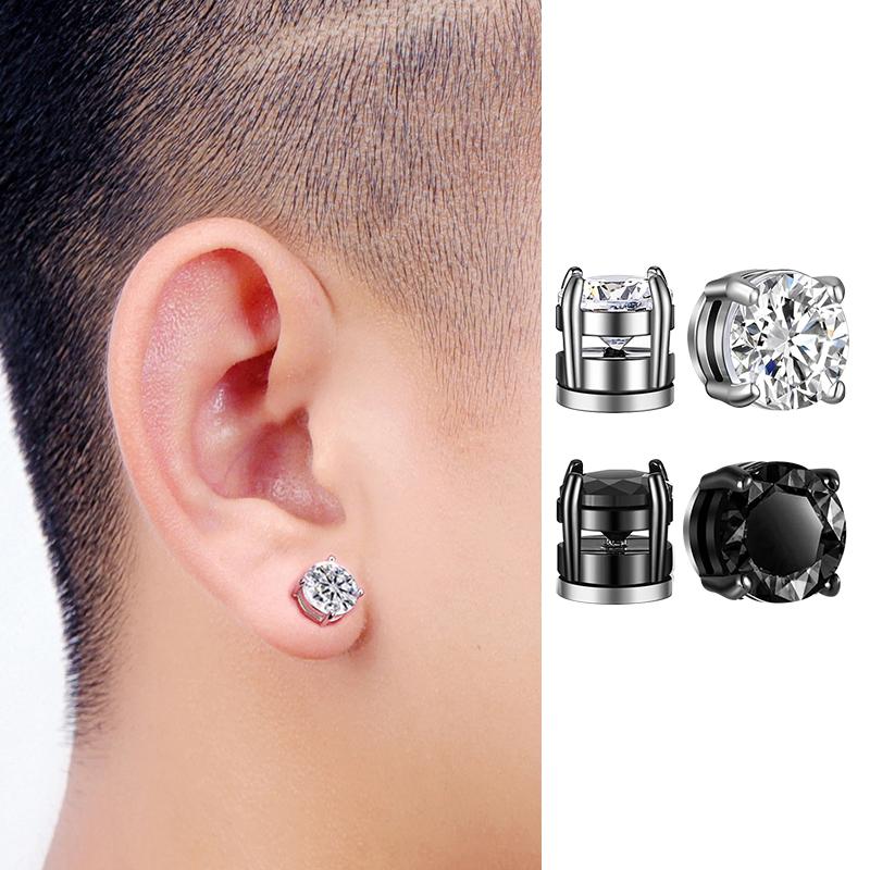 1/16 Paia Orecchini a Bottone Magnetici Uomo Acciaio Inossidabile Senza Foratura Orecchini a Cerchio Pendenti a Croce Unisex Orecchino Magnetico Clip-on con Zirconia Cubica