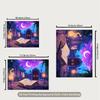 2D Magical Gothic Castle Backdrop Purple Starry Moon Night Party Background Cloth
