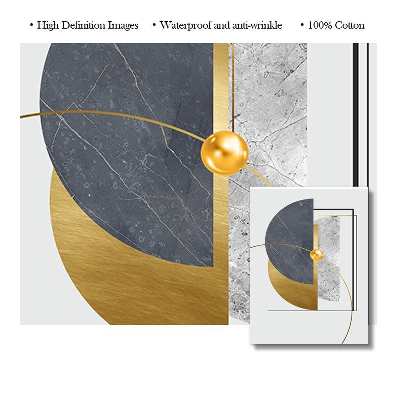 Abstract Golden Geometric Art Pattern Stitching Canvas Print Modern Gold Foil Poster Wall Paintings for Living Room Home Decor