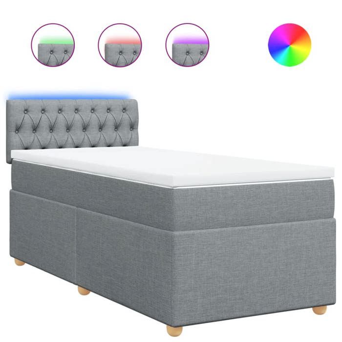 Exclusive House - Slatted Bed Base with Light Grey Mattress 80x200 Cm Fabric
