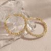 LNCHRAN Golden Light Luxury Copper Hoop Earrings with Synthetic Zirconia Faceted Beads