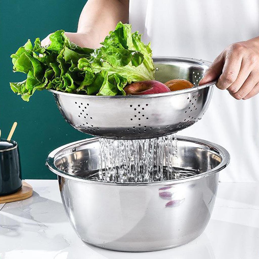 Metal Mixing Bowls Stainless Steel Shredding Basin Shredding Mixing Bowls for Baking for Serving Rinsing Food Storage Salad