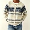 Womens Fair Isle Knit Cardigan Sweater Loose Fit Round Neck Button Front Long Sleeve 2026