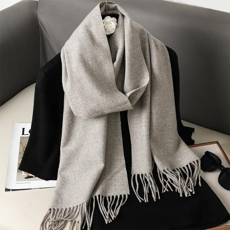 Lady Wrap Windproof Coffee Scarves Women Winter Scarf Warm Chunky Cashmere Shawl Outdoor Luxury Tassels Scarf