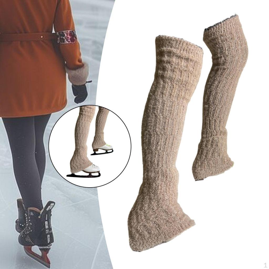 Figure Skating Leg Warmers Cable Knit Long Socks Lightweight Sleeve Over Knee High Footless