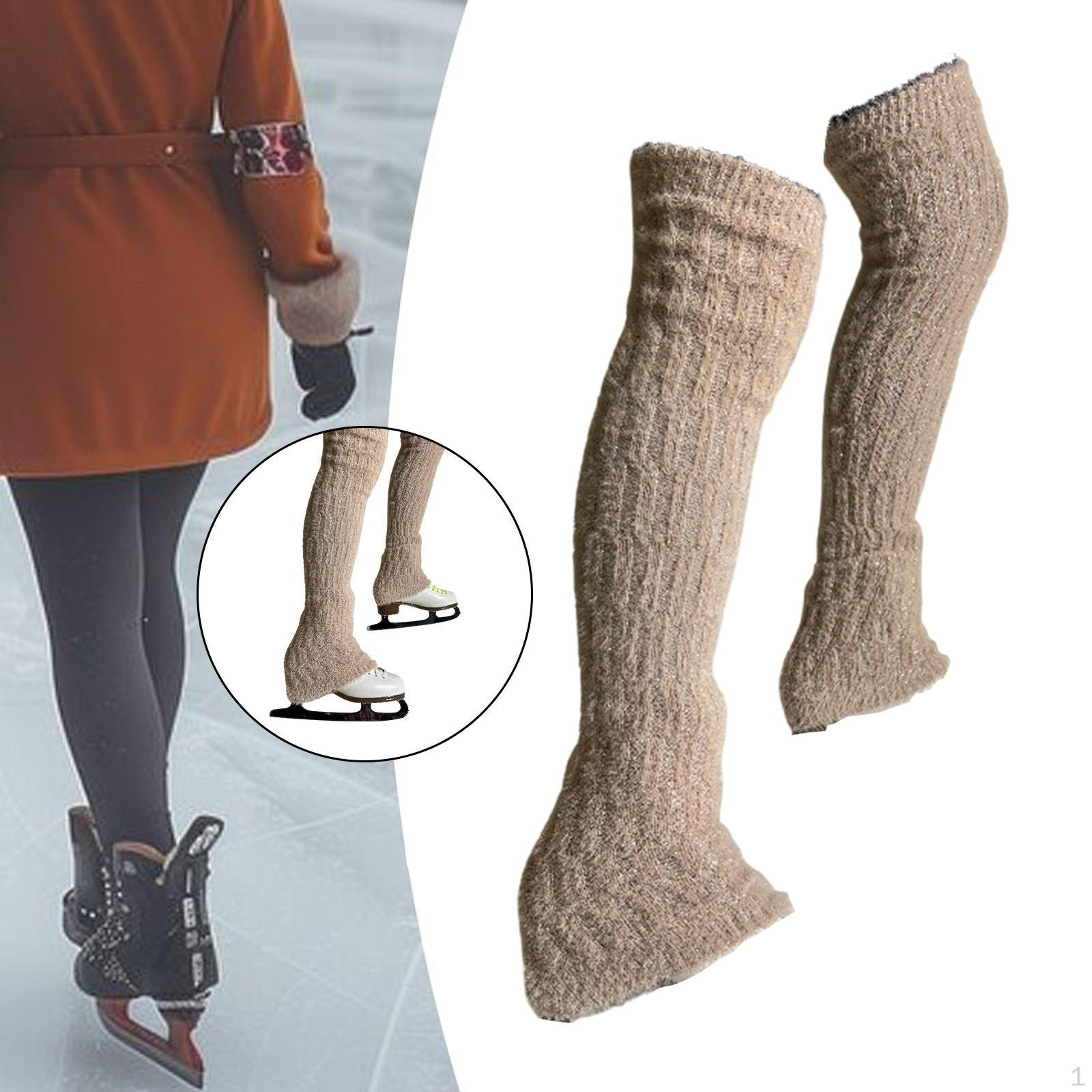 

Гетры для фигурного катания, длинные носки с косами, легкие, с рукавами выше колена, без стопы Beige