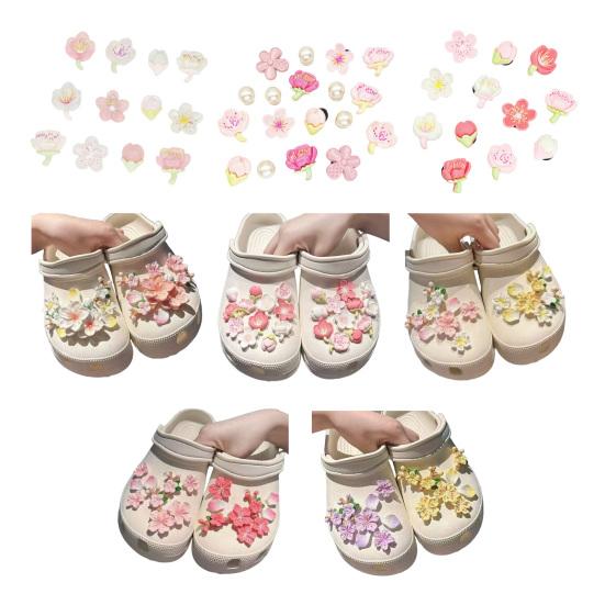 1 Set 3D-Blumen-Schuhanhänger Abnehmbare Kirschblüten-Schuhdekorationen Niedliche Blumen-Schuhzubehörteile für DIY-Clogs-Dekoration