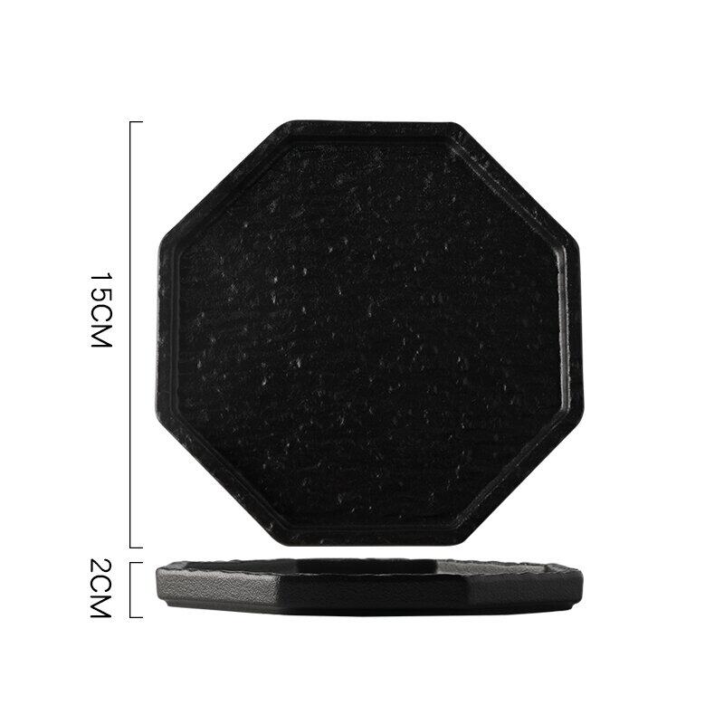 

BEPAN 1PC Octagonal Black White Plate Luxury Light Luxury Steak Plate Western Food Dish Tableware for Home Dining Table