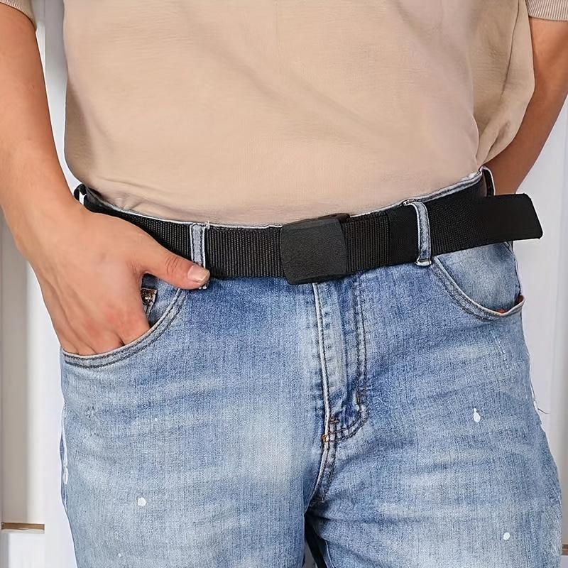 1PC 150cm Long Belt with Fabric, Men's Plus Size Student and Youth Belt Woven with Nylon Canvas, Iron Free and Non-magnetic Belt