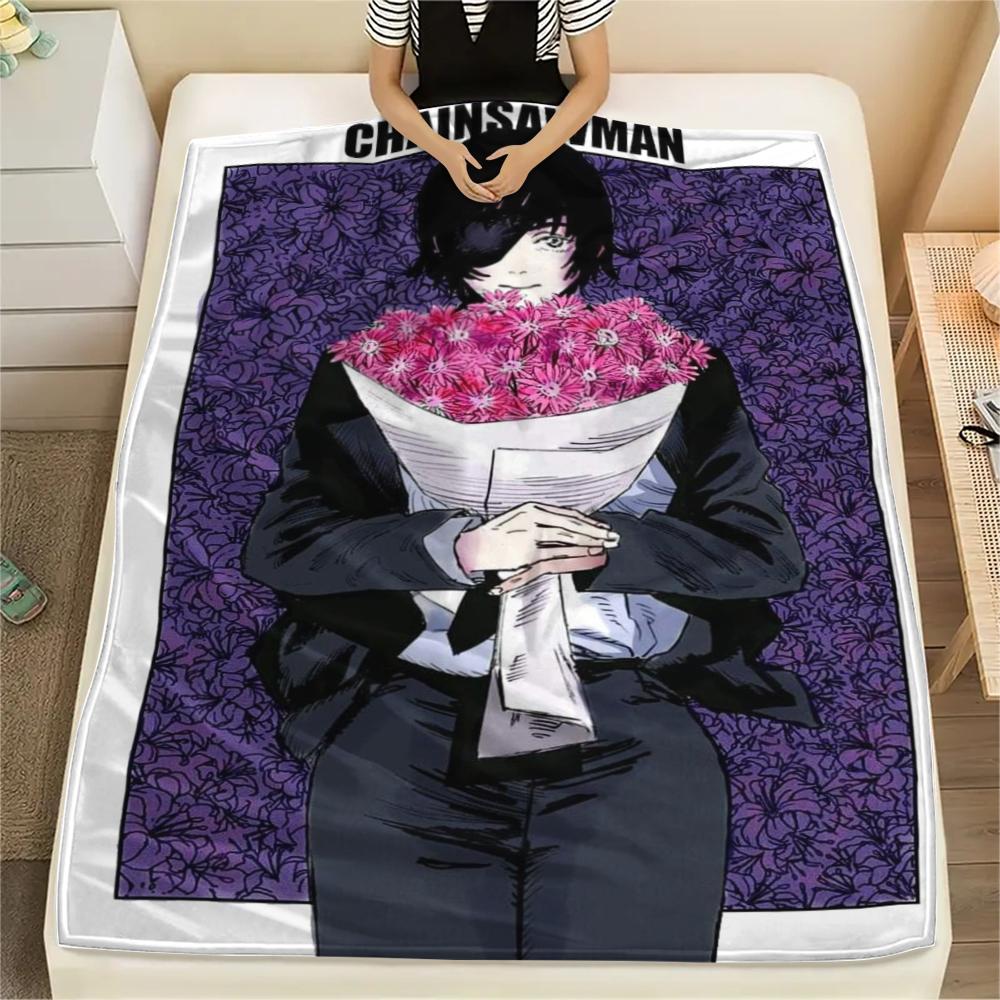1Pc Chainsaw Man Print Flannel Blanket, High quality Comfortable for All Seasons, Home Decor, Warmth and Comfort, Perfect for Christmas Gifts