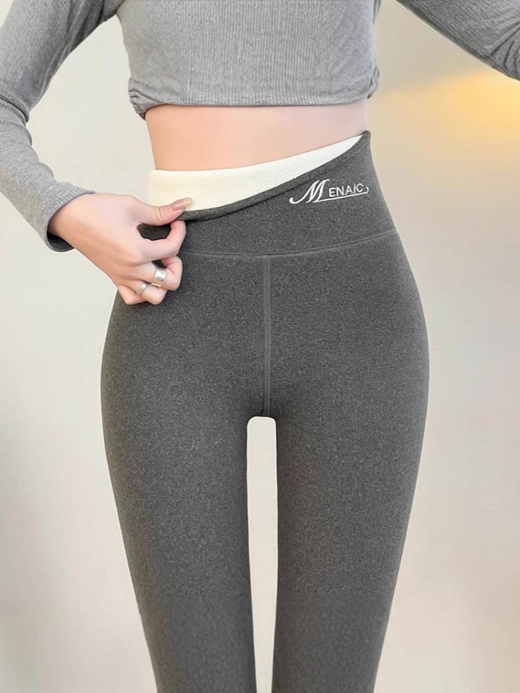 Autumn and Winter Leggings with Thickened Fleece for Women's Outerwear Cotton Pants, German Velvet Self Heating High Waist Tight Lamb Wool Warm Pants