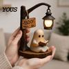Gothic Home Decor Light Halloween Witch Lantern, Resin Tabletop with Warm Glow, Spooky Centerpiece Lantern Decoration for Shelf Desk