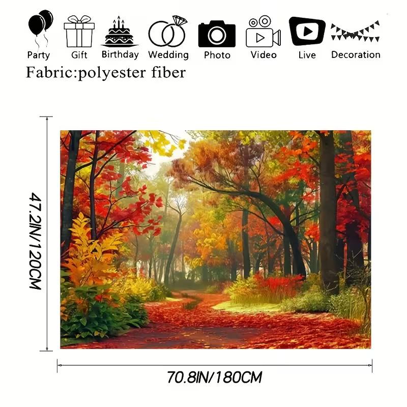 Oil Painting Autumn Forest Tapestry Red Maple Leaves Wall Hanging for Aesthetic Room Decor