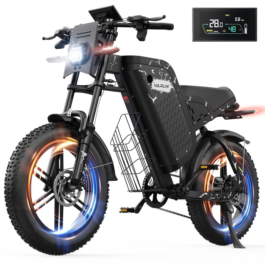 20-inch Adult Fat Bike E-bike with 48V 31.5Ah Battery, 87-mile Range, Suspension and Turn Signals