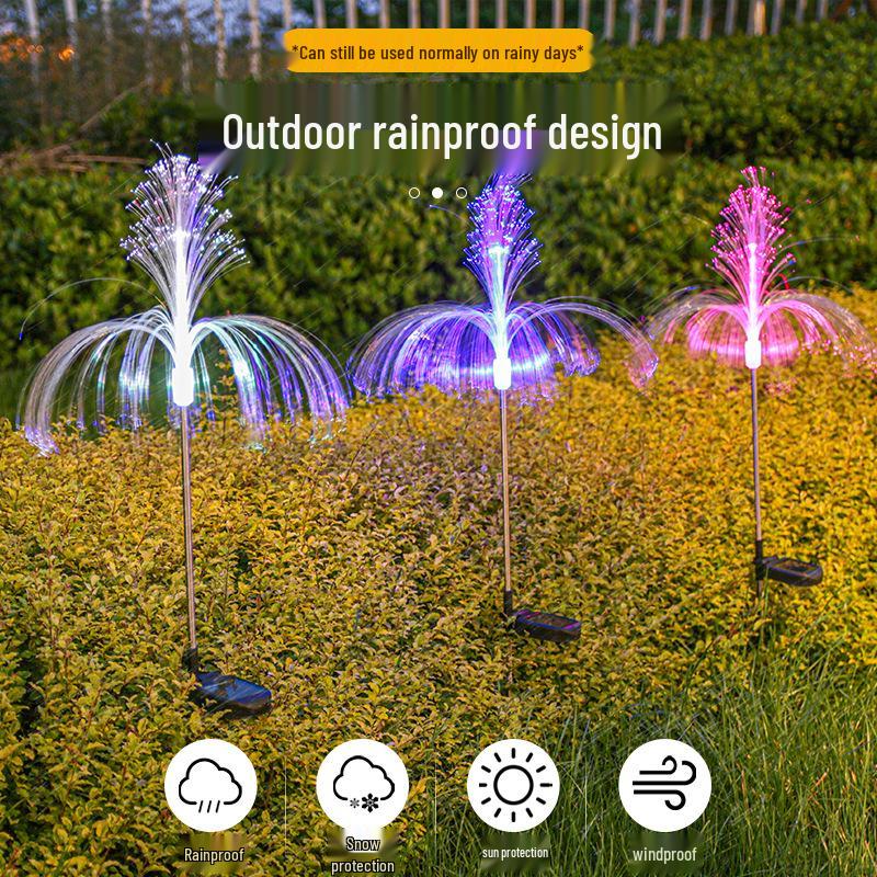Solar Jellyfish Fiber Optic Outdoor Light for Garden, Courtyard, and Balcony Décor