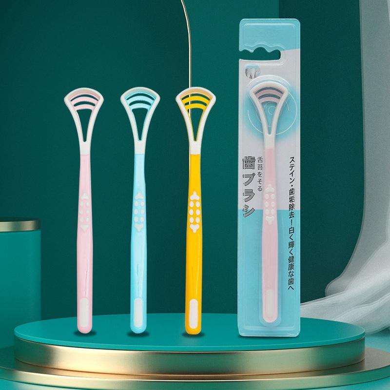3PCS Silicone Tongue Scraper with Ergonomic Handle Double-sided Fresher Breath Tongue Cleaning Brush Oral Hygiene Tool