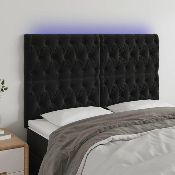 VidaXL LED Headboard Bedroom Furniture Double Bed Accessory Head of Bed Frame Interior Black 3122810
