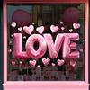 Valentine's Day Window Cling Removable Waterproof PVC Pink Bow Love Letter Heart Static Glass Sticker Wedding Holiday Party Window Decoration Decal