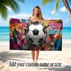 Soccer Theme Beach Towel Personalized Custom Name & Text Soft Quick Dry Beach Towel for Swimming Travel