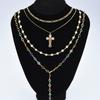 17KM 4 Piece Fashion Colored Cross Necklace Set Jewelry Women Trendy Shiny Daily Party Gift For Her