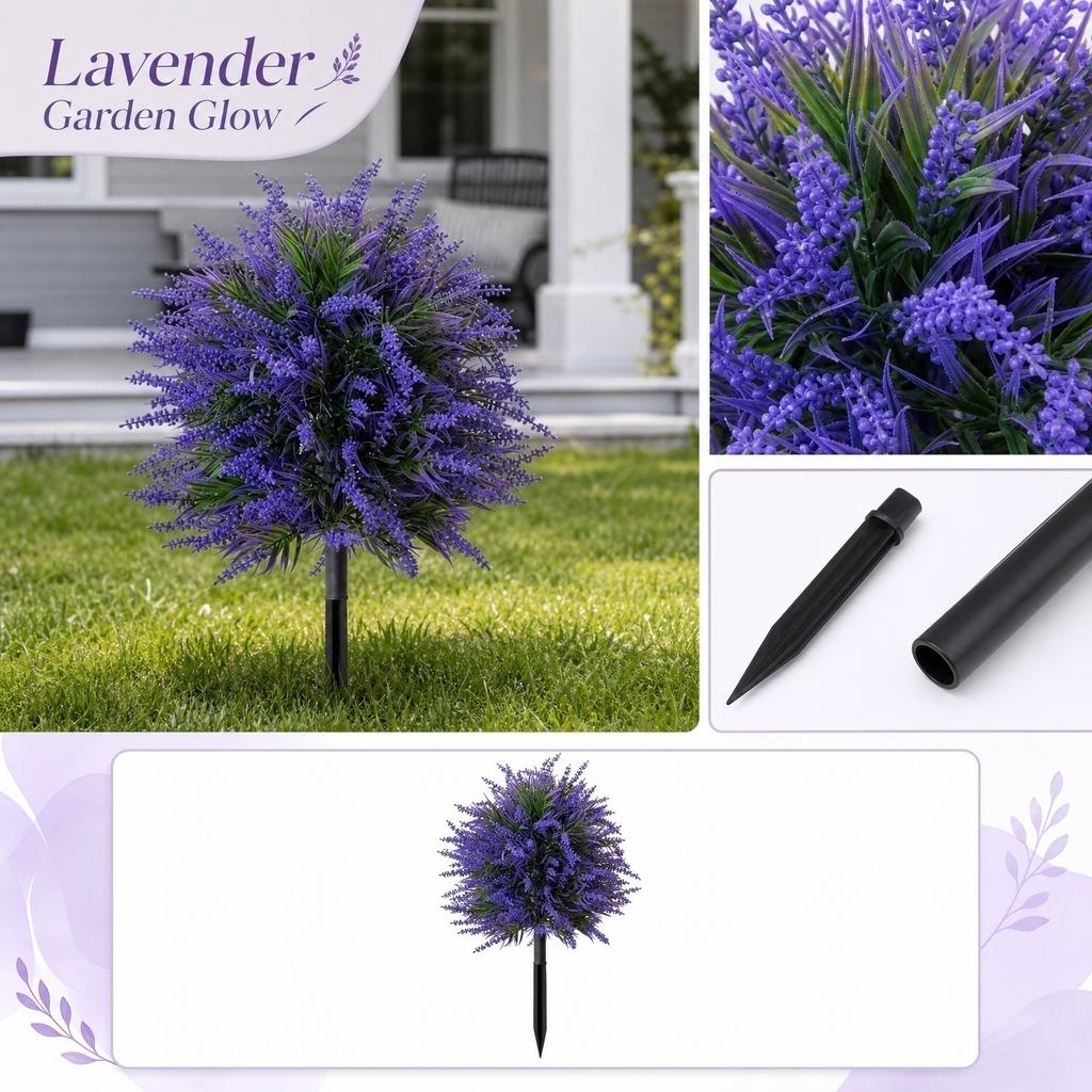 50cm Lavender Field Artificial Plant Outdoor Garden Decoration with Spike for Ground Insertion Realistic Texture Durable Material