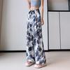Ice silk wide-leg pants women's summer thin new Chinese ink cool pants high-waisted casual pants trousers women's clothing