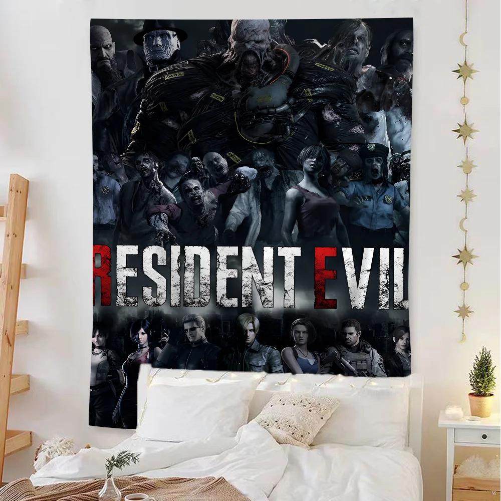 Canvas Painting Game RRESIDENT EVIL Chart Tapestry Art Science Fiction Room Home Decor Cheap Hippie Wall Hanging