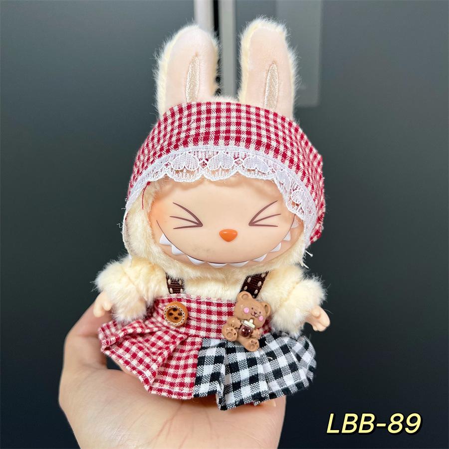 Can Wear Baby Clothes, Enamel Labubu 17cm Dolls Cute Dress-up Casual Suits Skirts Plush Clothes