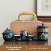 Travel tea set, simple coarse pottery outdoor portable ceramic express cup, one pot, four cups office tea pot
