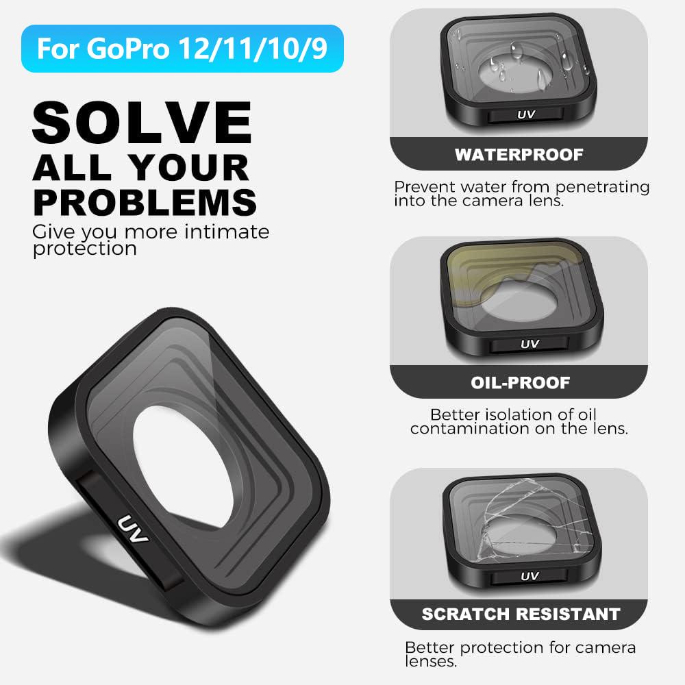 For GoPro Hero 12 UV Lens Replacement Protective Glass Cover for GoPro Hero 12 11 10 9 Action Camera Accessories