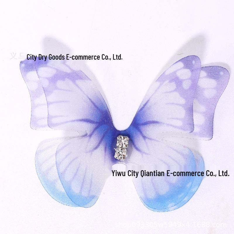 5cm Handmade 3D Double Layer Butterfly Gauze Hair Clip Brooch Accessories for DIY, Photography, or Ancient Style Headdress. No Hair Clip