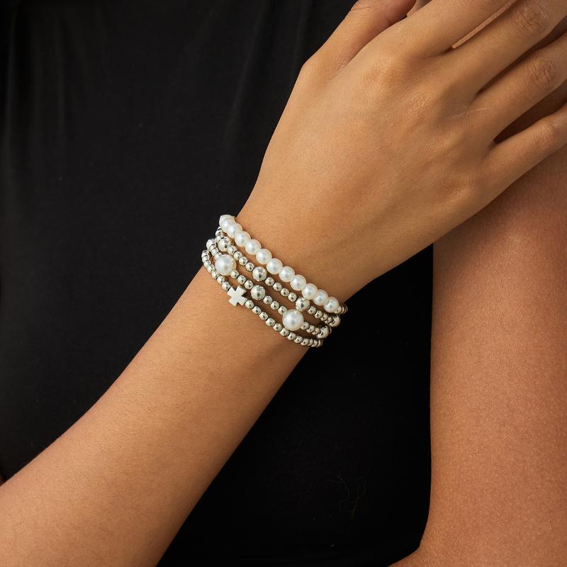 1Set Fashion Bracelets For Women New Vintage Irregular Beads Imitation Pearl Chain Jewelry Gift