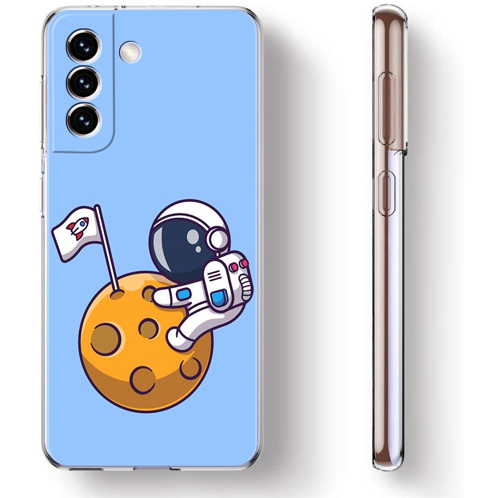 Planet Cute Astronaut Phone Case For Samsung Galaxy S22 5G S20 Ultra S21 FE 5G S10E S9 S8 S10 Plus Note 20 10 Soft Clear Cover