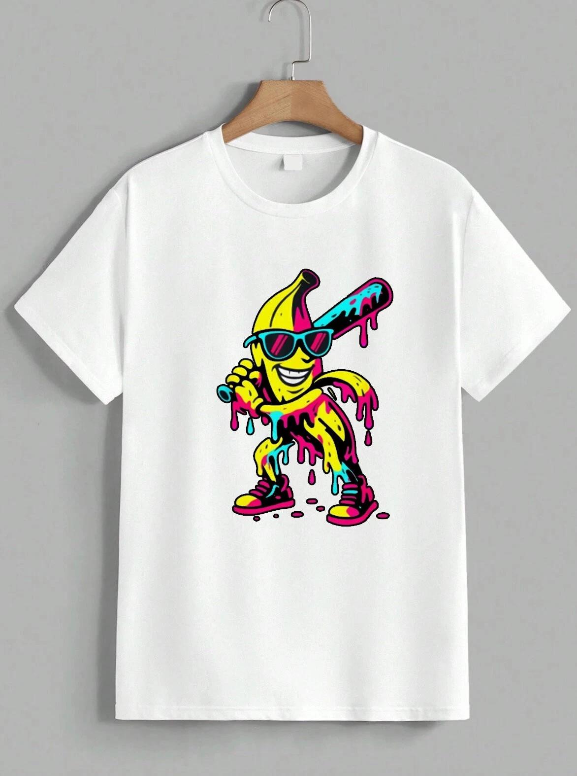 Funny Banana Baseball Drip T-Shirt Cool Graphic Pop Art Sports Tee Shirt Unisex M