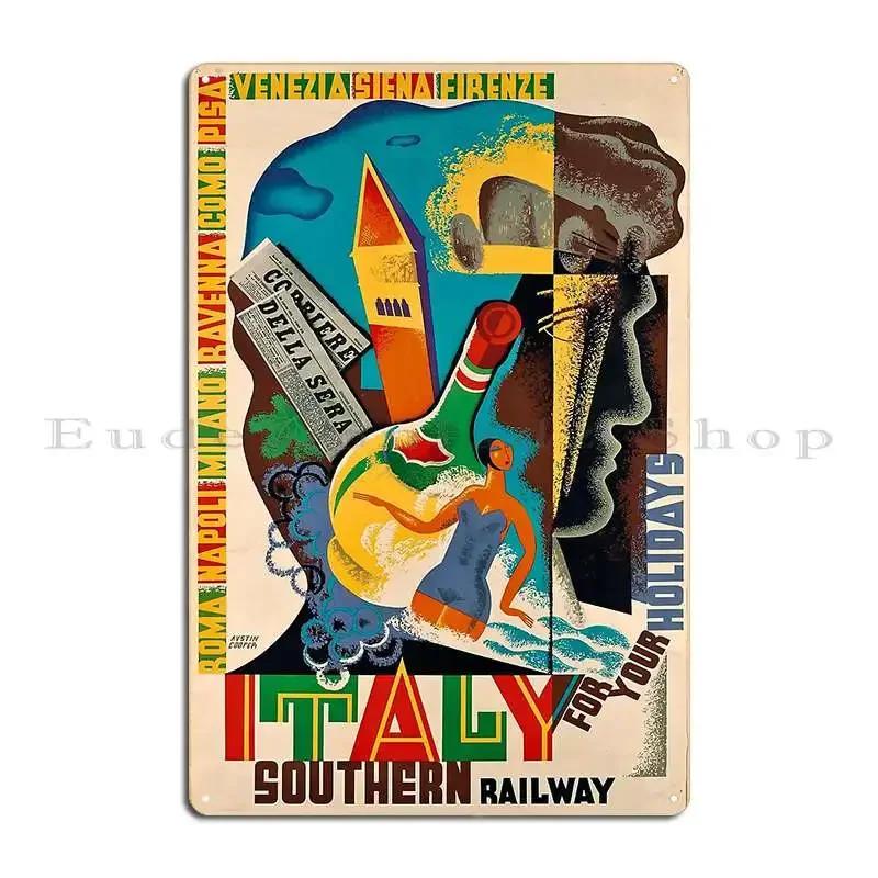 Italy Vintage Travel Poster Metal Sign Wall Mural Cinema Party Club Living Room Printed Tin Sign Poster
