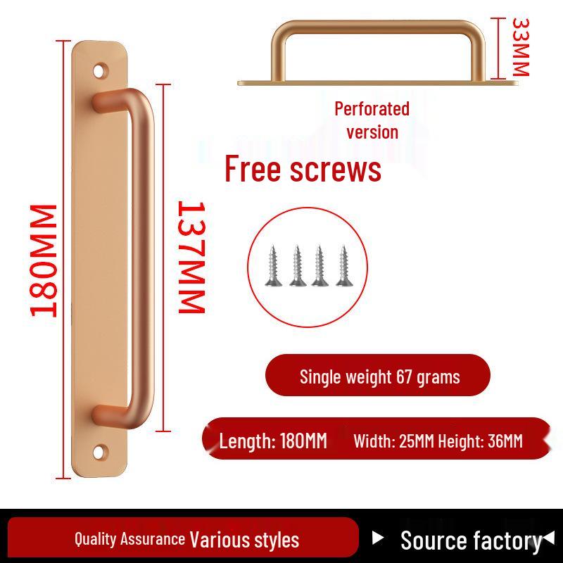 Aluminiumlegering Deurklink zonder Boren voor Glazen, Stalen, Kunststof Balkon-, Schuif- en Kastdeuren