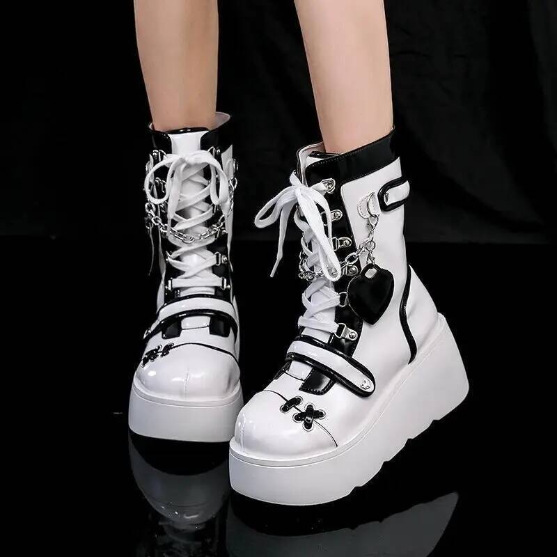 New Japanese Style Women's Ankle Boots Autumn Winter Round Toe Heightening Thick Platform Cosplay Boots