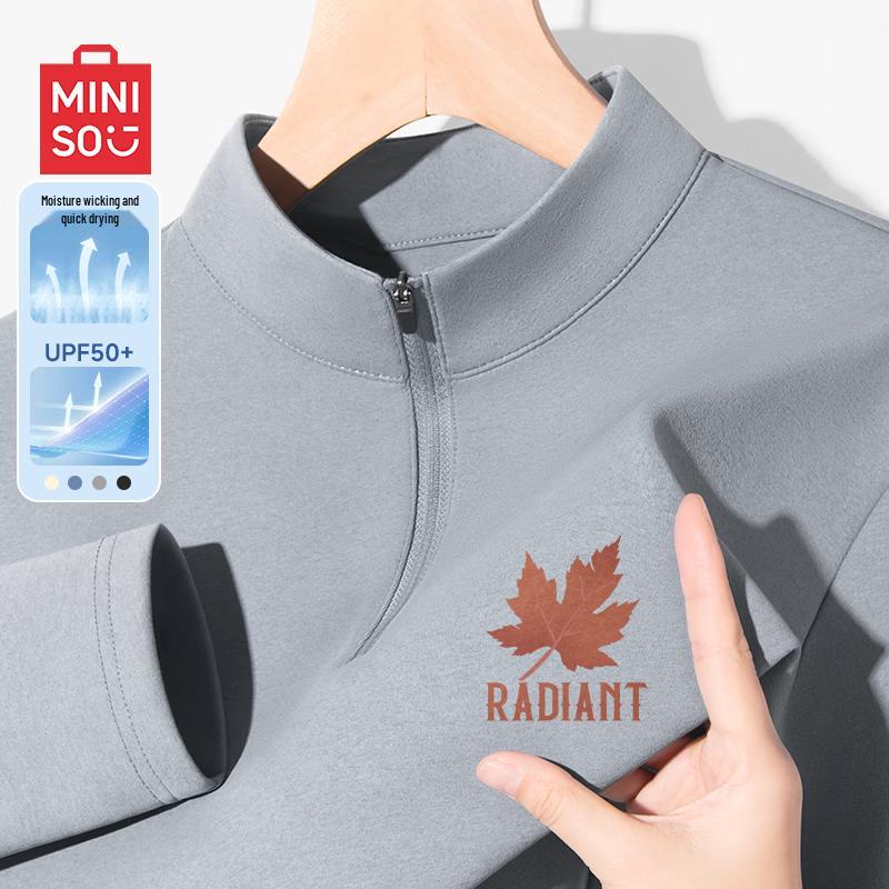 MINISO Men s Quick-Dry Half-Zip Long Sleeve T-Shirt M