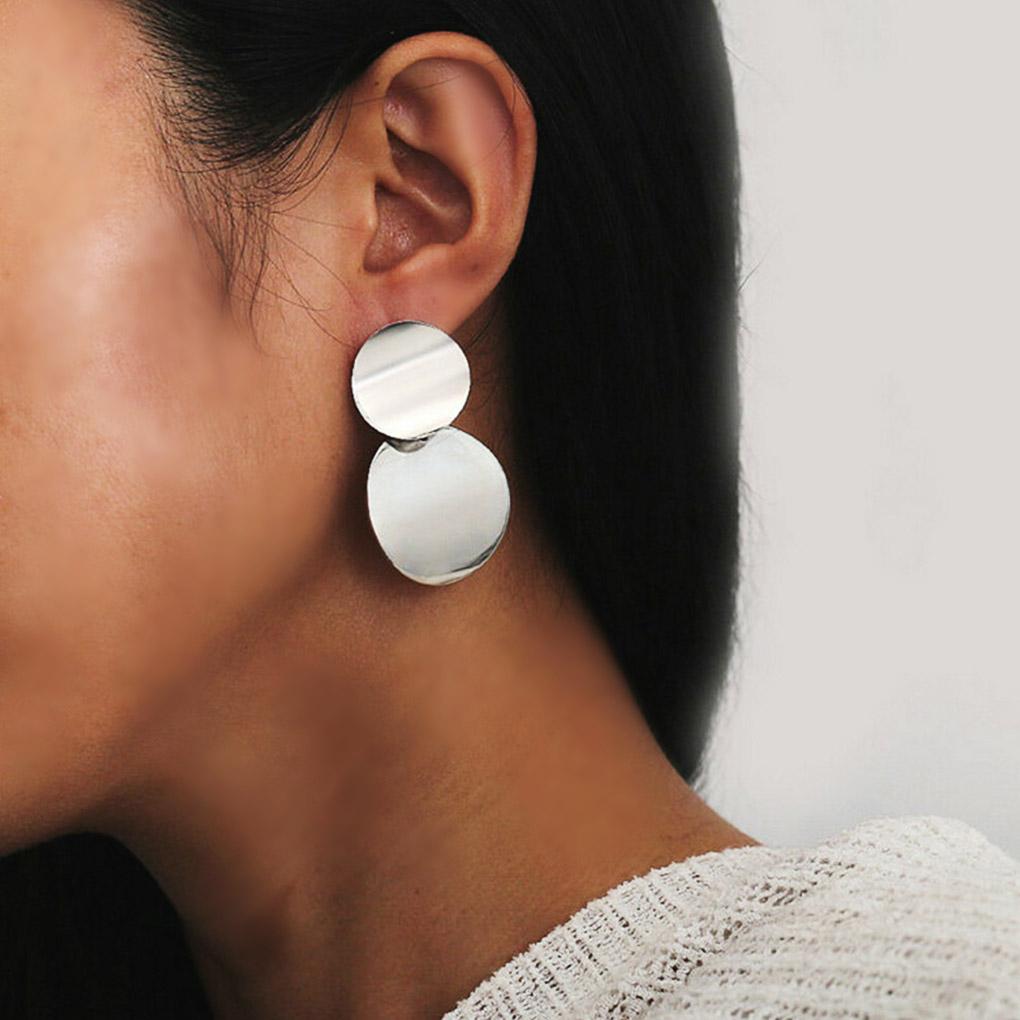 1 Pair Alloy Earring Ear Pendent Fashion Jewelry Fine Workmanship Long-lasting Round Plate Exquisite Attractive