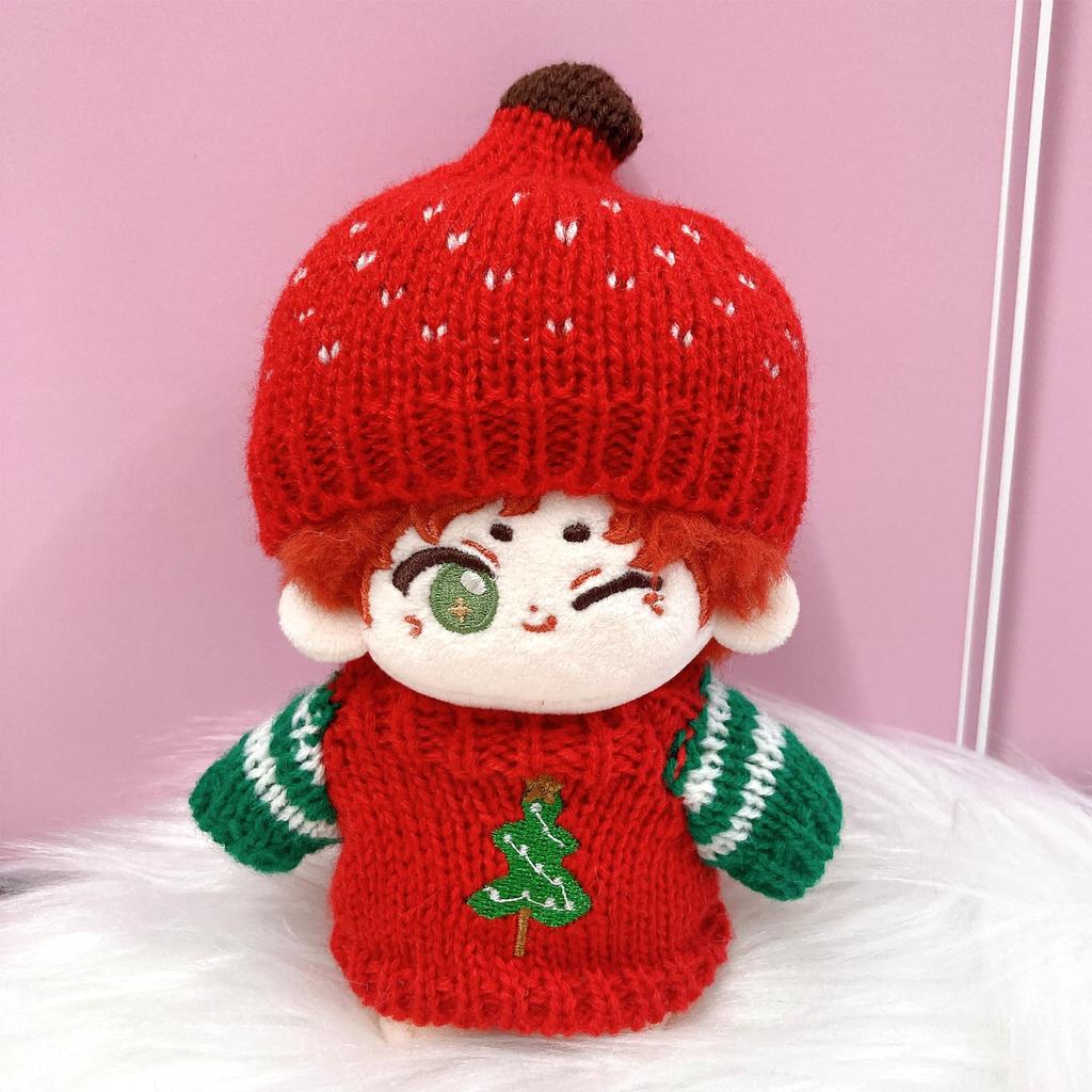 Christmas Sweater Knit Hat Set for 10cm Plush Costume & Tree, Toy, Kigurumi, Accessories, Otaku, Doll, Mascot, K-Pop Doll, [Used]