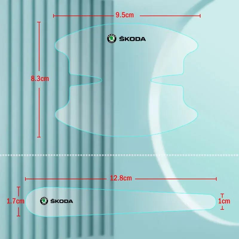 Car Sticker 8pcs Transparent Protective Sticker for Door Handle Anti Scratche For Skoda OCTAVIA RS FABIA KAMIQ KAROQ KODIAQ RAPI