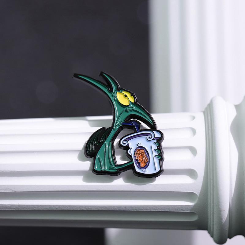 Adorable Cartoon Animal Badge Creative Alloy Brooch Cute Monster Water Drink Design