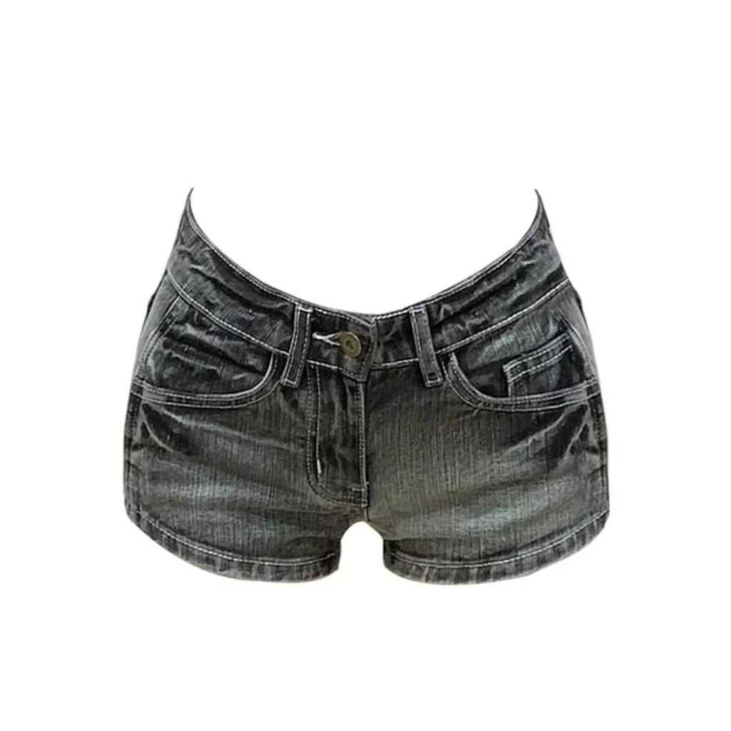 Y2k Streetwear Harajuku E-girl Lato Kobiety 2000s Grunge Kpop Japoński Gyaru Niskie Szorty Jeansowe Slim Denim Gorące Spodnie Trashy