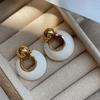 Versatile Simple Temperament White Drip Glaze Stud Earrings Women'S Niche Design High-End Earrings Versatile Earrings