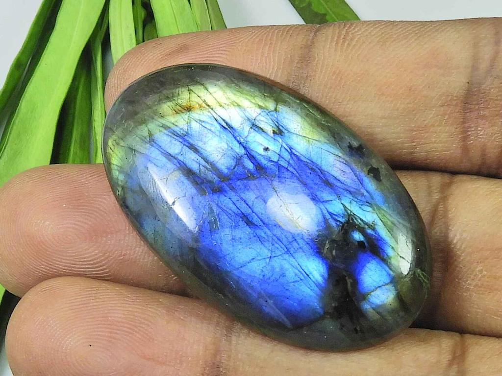 27X47MM Natural Labradorite Multi Purple Oval Cabochon Loose Gemstone 71Cts SK-3916