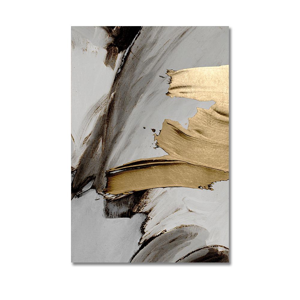 3PCS Frameless Luxury Abstract Gray Golden Painting Wall Art Canvas Prints Pictures For Loft Apartment Living Room Home Office