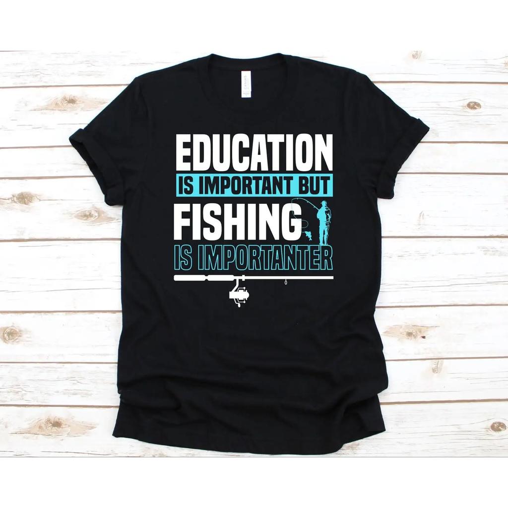 Education Is Important But Fishing Importanter T Shirt Funny FisherUnisex Sportfishing Lover Rod vintage Washed fashion Casual