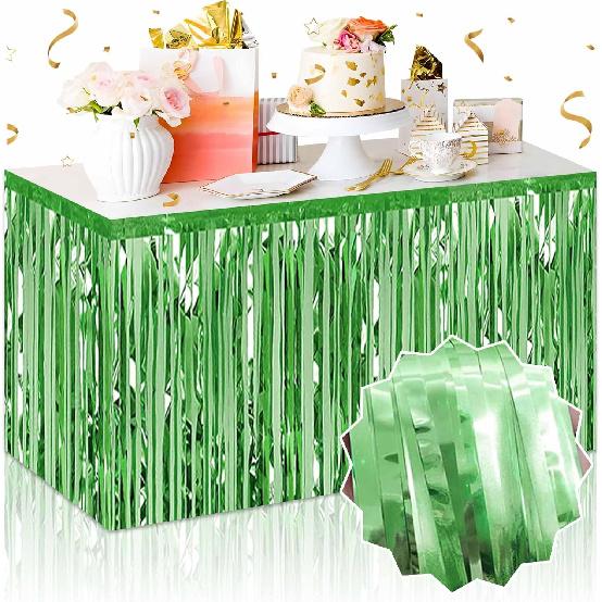 3 Pack 29 x108 Inch Blue Foil Fringe Table Skirts Metallic Banner for Tel Streamer Garland Backdrop for Parade Floats Mother's Day, Graduate,