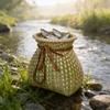 Handwoven Bamboos Fishing Basket and Flower Vases Traditional for Outdoor Lover and Home Decoration